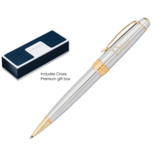 Engraved Cross Bailey Chrome & Gold Ball Pen